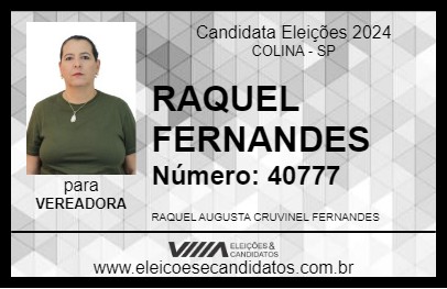 Candidato RAQUEL FERNANDES 2024 - COLINA - Eleições