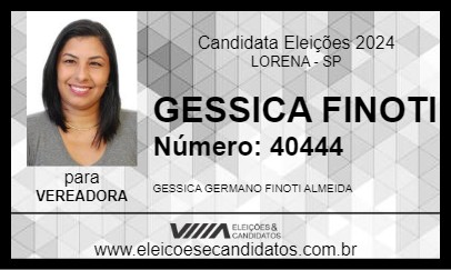 Candidato GESSICA  FINOTI 2024 - LORENA - Eleições