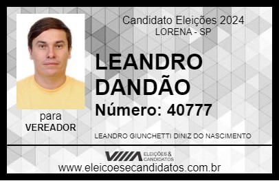 Candidato LEANDRO DANDÃO 2024 - LORENA - Eleições