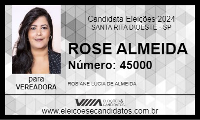 Candidato ROSE ALMEIDA 2024 - SANTA RITA D\OESTE - Eleições