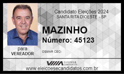 Candidato MAZINHO 2024 - SANTA RITA D\OESTE - Eleições