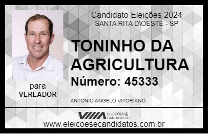 Candidato TONINHO DA AGRICULTURA 2024 - SANTA RITA D\OESTE - Eleições