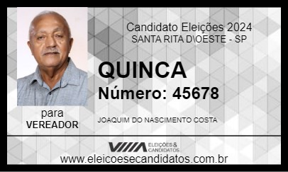 Candidato QUINCA 2024 - SANTA RITA D\OESTE - Eleições