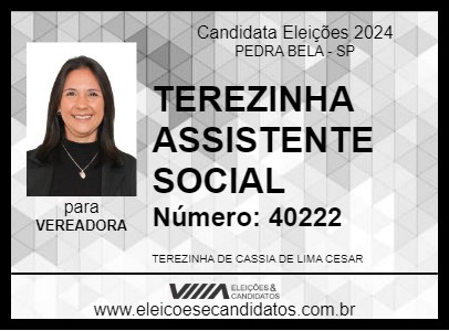 Candidato TEREZINHA ASSISTENTE SOCIAL  2024 - PEDRA BELA - Eleições