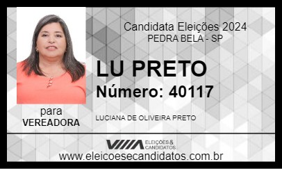 Candidato LU PRETO  2024 - PEDRA BELA - Eleições