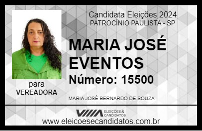 Candidato MARIA JOSÉ EVENTOS 2024 - PATROCÍNIO PAULISTA - Eleições