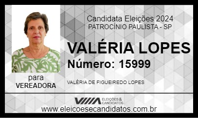 Candidato VALÉRIA LOPES 2024 - PATROCÍNIO PAULISTA - Eleições