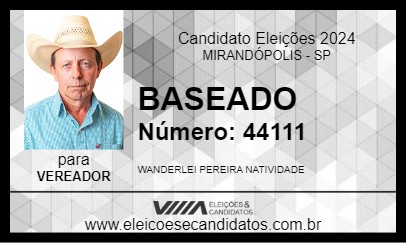 Candidato BASEADO 2024 - MIRANDÓPOLIS - Eleições