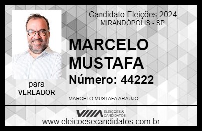 Candidato MARCELO MUSTAFA 2024 - MIRANDÓPOLIS - Eleições