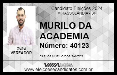 Candidato MURILO DA ACADEMIA 2024 - MIRASSOLÂNDIA - Eleições