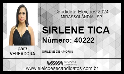 Candidato SIRLENE TICA 2024 - MIRASSOLÂNDIA - Eleições