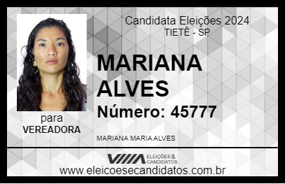 Candidato MARIANA ALVES 2024 - TIETÊ - Eleições