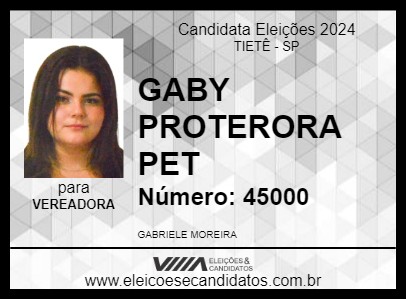 Candidato GABY PROTERORA PET 2024 - TIETÊ - Eleições