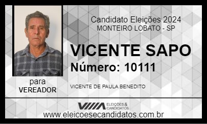 Candidato VICENTE SAPO 2024 - MONTEIRO LOBATO - Eleições