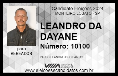 Candidato LEANDRO DA DAYANE 2024 - MONTEIRO LOBATO - Eleições