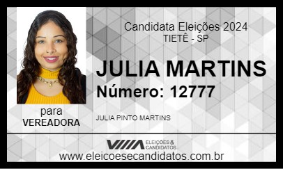 Candidato JULIA MARTINS 2024 - TIETÊ - Eleições