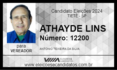 Candidato ATHAYDE LINS 2024 - TIETÊ - Eleições