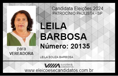 Candidato LEILA BARBOSA  2024 - PATROCÍNIO PAULISTA - Eleições