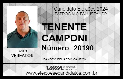 Candidato TENENTE CAMPONI 2024 - PATROCÍNIO PAULISTA - Eleições