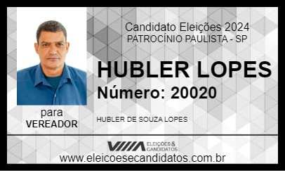 Candidato HUBLER LOPES  2024 - PATROCÍNIO PAULISTA - Eleições