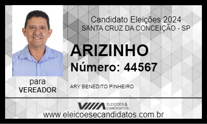 Candidato ARIZINHO 2024 - SANTA CRUZ DA CONCEIÇÃO - Eleições