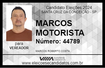 Candidato MARCOS MOTORISTA 2024 - SANTA CRUZ DA CONCEIÇÃO - Eleições