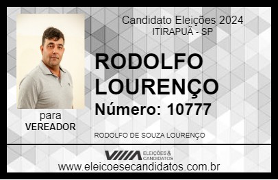 Candidato RODOLFO LOURENÇO 2024 - ITIRAPUÃ - Eleições