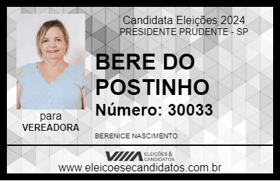 Candidato BERE DO POSTINHO 2024 - PRESIDENTE PRUDENTE - Eleições