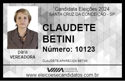 Candidato CLAUDETE BETINI 2024 - SANTA CRUZ DA CONCEIÇÃO - Eleições