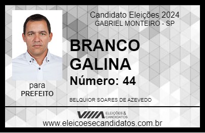 Candidato BRANCO GALINA 2024 - GABRIEL MONTEIRO - Eleições