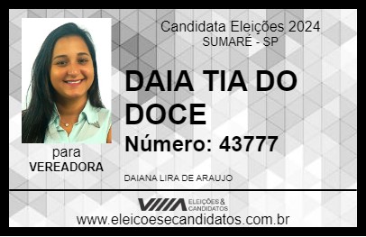 Candidato DAIA TIA DO DOCE 2024 - SUMARÉ - Eleições