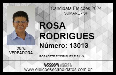 Candidato ROSA RODRIGUES 2024 - SUMARÉ - Eleições