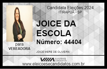 Candidato JOICE DA ESCOLA 2024 - ITIRAPUÃ - Eleições