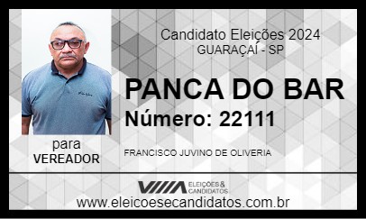 Candidato PANCA DO BAR 2024 - GUARAÇAÍ - Eleições