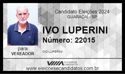 Candidato IVO LUPERINI 2024 - GUARAÇAÍ - Eleições