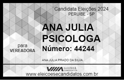 Candidato ANA JULIA PSICOLOGA 2024 - PERUÍBE - Eleições