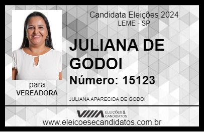 Candidato JULIANA DE GODOI 2024 - LEME - Eleições