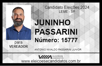 Candidato JUNINHO PASSARINI 2024 - LEME - Eleições