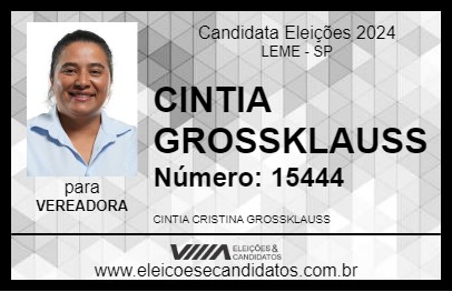 Candidato CINTIA GROSSKLAUSS 2024 - LEME - Eleições