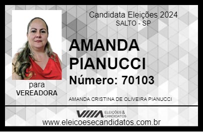 Candidato AMANDA PIANUCCI 2024 - SALTO - Eleições