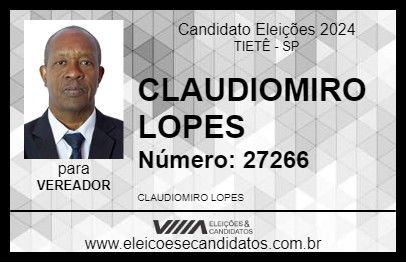 Candidato CLAUDIOMIRO LOPES 2024 - TIETÊ - Eleições