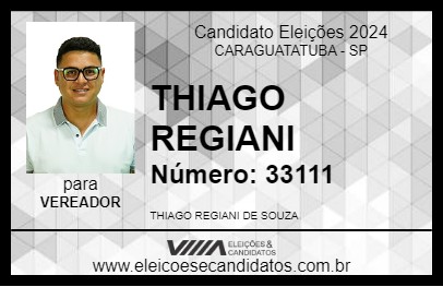 Candidato THIAGO REGIANI 2024 - CARAGUATATUBA - Eleições