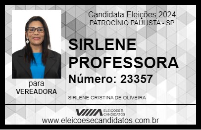 Candidato SIRLENE PROFESSORA 2024 - PATROCÍNIO PAULISTA - Eleições