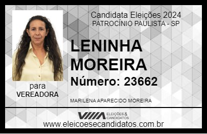 Candidato LENINHA MOREIRA 2024 - PATROCÍNIO PAULISTA - Eleições