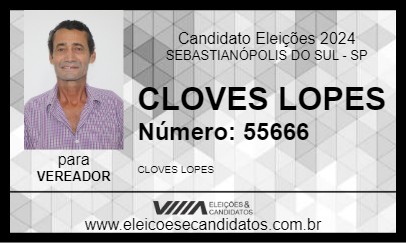 Candidato CLOVES LOPES 2024 - SEBASTIANÓPOLIS DO SUL - Eleições