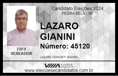 Candidato LAZARO GIANINI  2024 - PEDRA BELA - Eleições