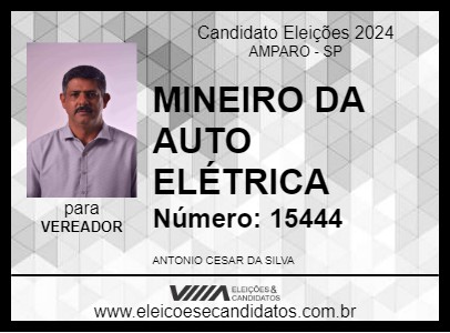 Candidato MINEIRO DA AUTO ELÉTRICA 2024 - AMPARO - Eleições