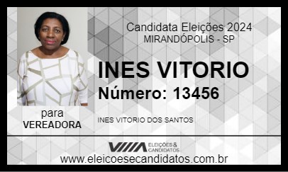 Candidato INES VITORIO 2024 - MIRANDÓPOLIS - Eleições