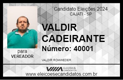 Candidato VALDIR CADEIRANTE 2024 - CAJATI - Eleições