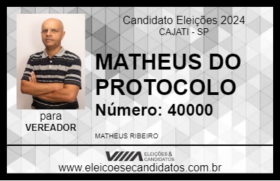 Candidato MATHEUS DO PROTOCOLO 2024 - CAJATI - Eleições